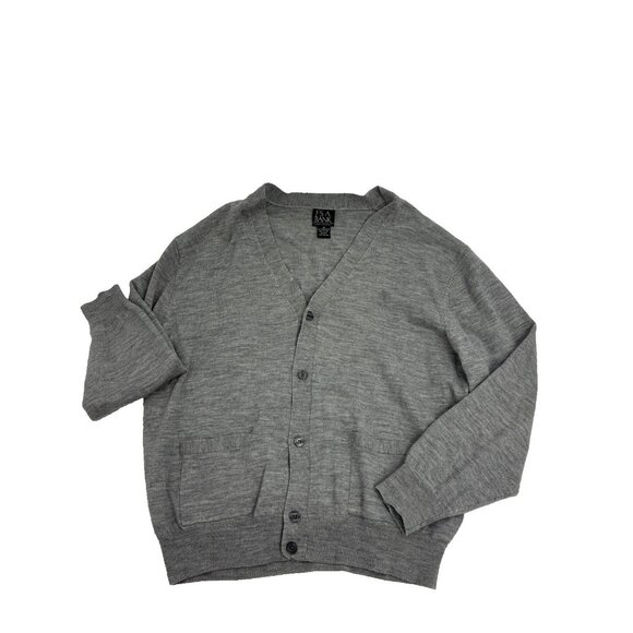 Jos A Bank Mens Size M Gray Wool Cardigan Sweater Button Front Knit Classic - Picture 1 of 5
